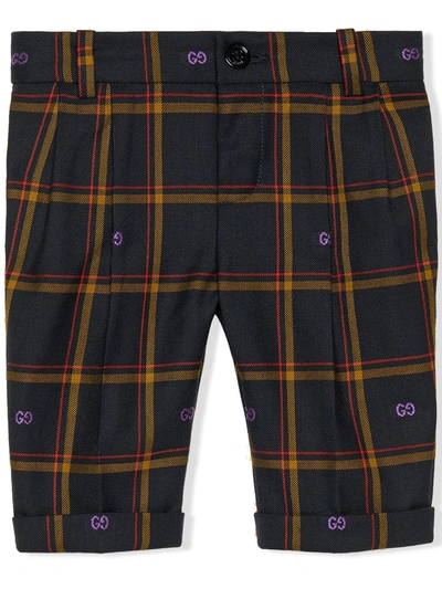 Gucci Babies' Checked Trousers In Blue