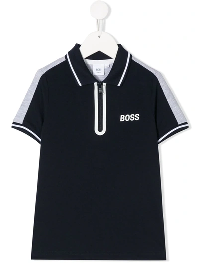 Hugo Boss Kids' Logo Print Polo Shirt In Blue