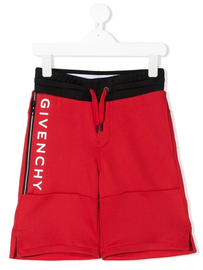 Givenchy Kids' Vertical Logo Shorts In Red