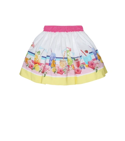 Monnalisa Kids' Graphic Print Flared Mini Skirt In Multicoloured