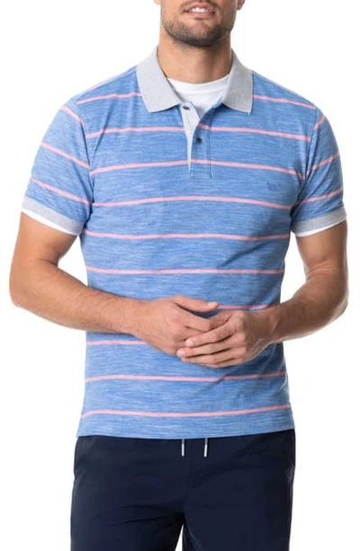 Rodd & Gunn Teal River Cotton Stripe Regular-fit Pique Polo Shirt In Cobalt