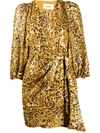 Ba&sh Ba & Sh Ginger Blouson-sleeve Wrap Dress In Gold