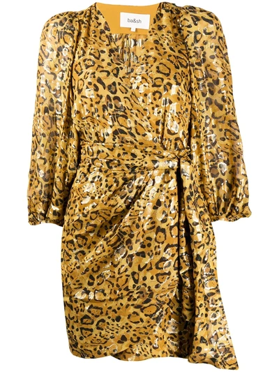 Ba&sh Ba & Sh Ginger Blouson-sleeve Wrap Dress In Gold