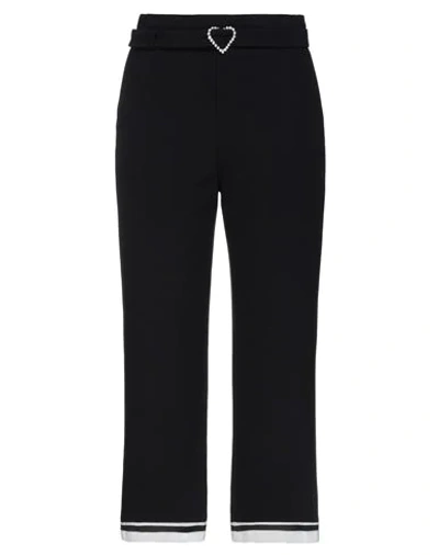 Maje Cropped Belted Crystal-embellished Crepe Straight-leg Pants In Black