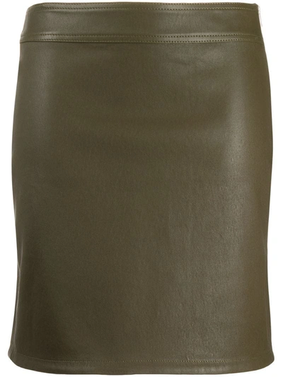 Helmut Lang Leather Mini Skirt In Green