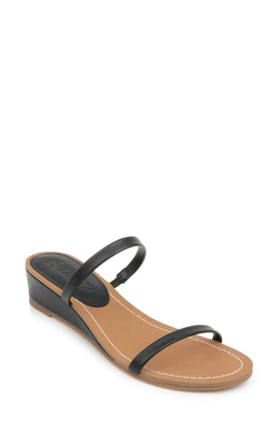 Splendid Women's Melanie Slip On Wedge Sandals In Black Leather