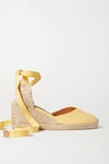 Castaã±er Net Sustain Carina 60 Canvas Wedge Espadrilles In Yellow