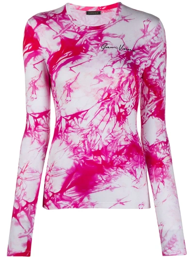 Versace Tie Dye Long Sleeve T-shirt In Pink
