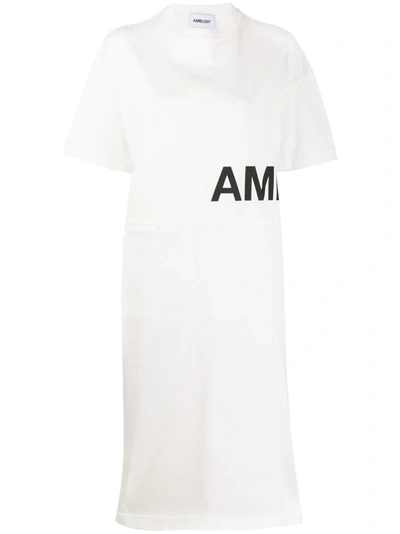 Ambush Side Split Logo Cotton T-shirt Dress In White