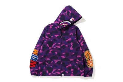 Pre-owned Bape  Color Camo Wgm Shark Hoodie Jacket Purple