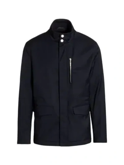 Giorgio Armani Men's Water Repellent Wool Jacket In Dark Blue