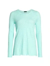 Atm Anthony Thomas Melillo Women's Destroyed Wash Long-sleeve Slub Jersey Tee In Aqua