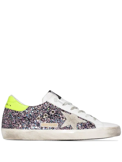 Golden Goose Pink And Grey Superstar Glitter Trainers In Rose-pink