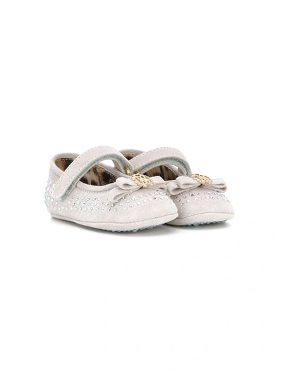 Roberto Cavalli Junior Babies' Strass Embellished Pre-walker Shoes In Neutrals