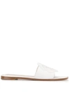 Alexander Mcqueen Logo Stamp Flat Leather Sandals In White