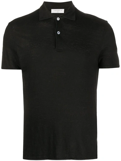 Sandro Short-sleeved Burnout Polo Shirt In Black