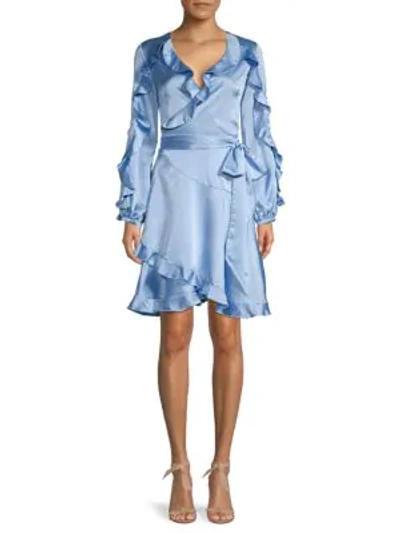 Avantlook ​ruffle-sleeve Wrap Dress In Blue