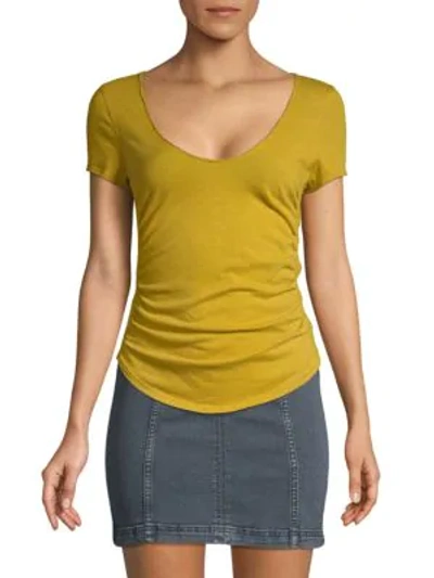 Free People Sonnet Ruched Scoop-neck T-shirt In Lush Lime
