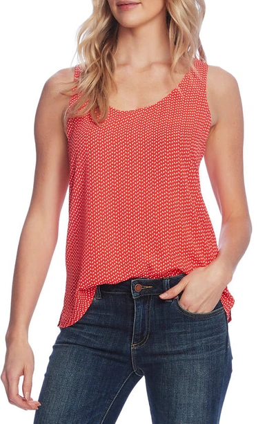 Vince Camuto Textured Fragments Print Tank Top In Bright Ladybug