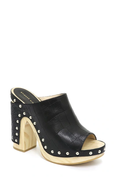 Etienne Aigner Ziggy Studded Mule In Black Leather