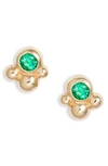 Anzie Bonheur Bubbling Brook 14k Gold Stud Earrings In Yellow Gold/ Green