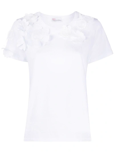 Red Valentino Flower-patch T-shirt In White