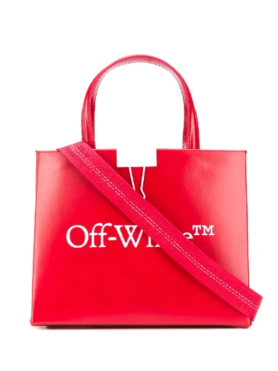 Off-white Logo Print Tote Bag In Red
