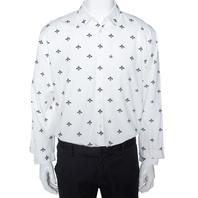 Pre-owned Gucci White Bee & Star Print Cotton Long Sleeve Duke Shirt 4xl