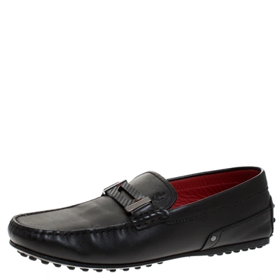 Pre-owned Tod's For Ferrari Black Leather Loafers Size 38.5
