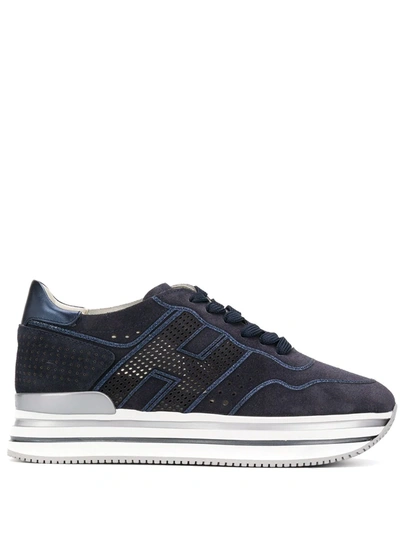 Hogan Lace-up Platform Trainers In Blue