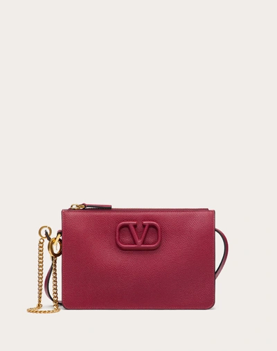 Valentino Garavani Vsling Grainy Calfskin Pouch With Adjustable Strap In Raspberry Pink