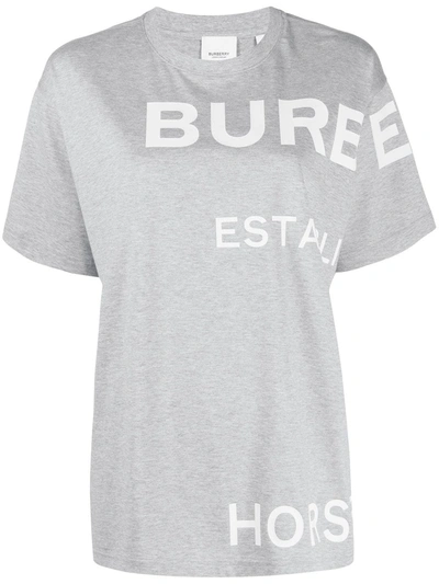 Burberry Horseferry Print Cotton Oversized T-shirt In Grey