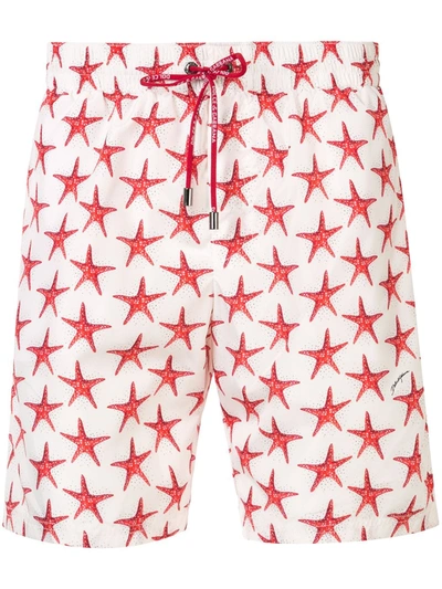 Dolce & Gabbana Star Fish Print Swim Shorts In White