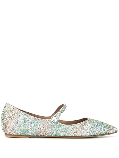 Tabitha Simmons Hermione Glitter Ballerina Shoes In Green