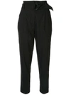 A.l.c Diego High-waist Belted Cotton-stretch Pants In Black