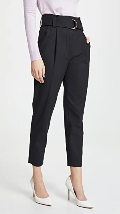 A.l.c Diego High-waist Belted Cotton-stretch Pants In Black