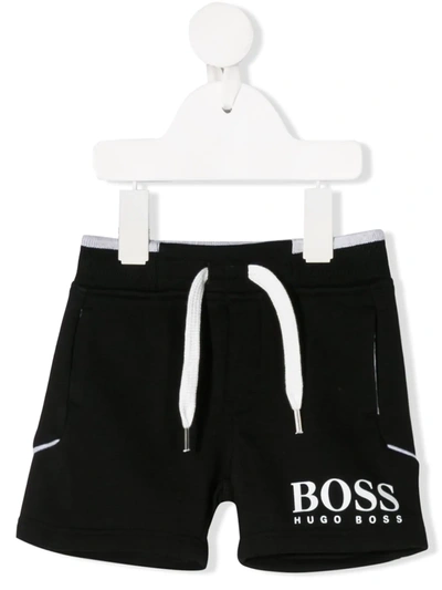 Hugo Boss Babies' Logo-print Track Shorts In Black