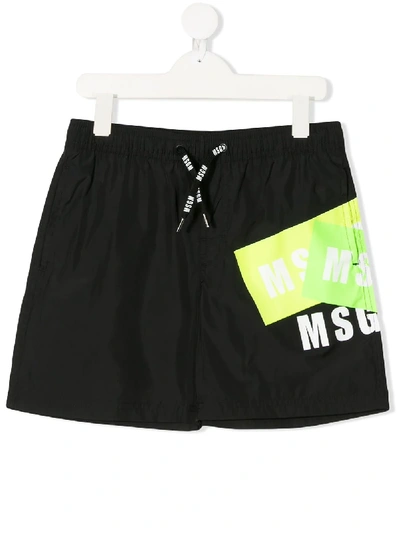 Msgm Teen Logo-print Swimming Shorts In Black
