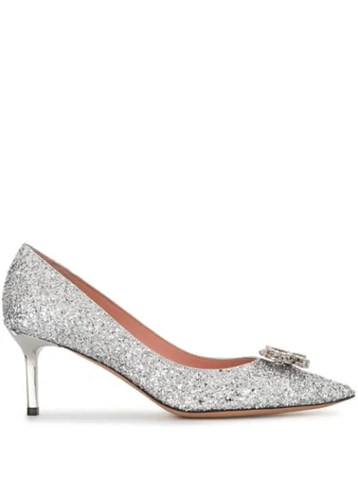 Rochas Crystal-r Glitter Pumps In Silver