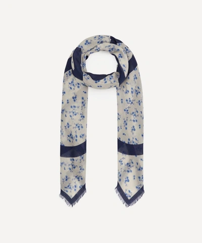 Loewe Flower Print Modal And Cashmere-blend Scarf In Blue