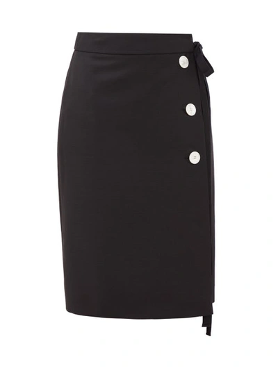 Prada Buttoned Mohair And Wool-blend Midi Skirt In Nero