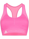 Adidas By Stella Mccartney Performance Essentials Logo-print Stretch-jersey Sports Bra In Solar Pink