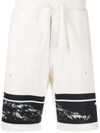 Stone Island Graphic-print Cotton-jersey Tracksuit Shorts In Neutrals