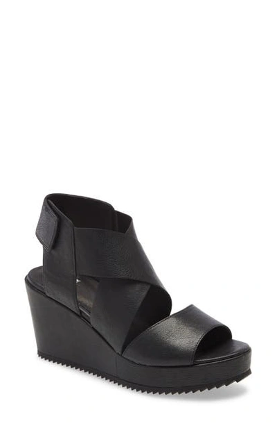 Eileen Fisher Women's Whimsey Strappy Platform Wedge Sandals In Black Leather
