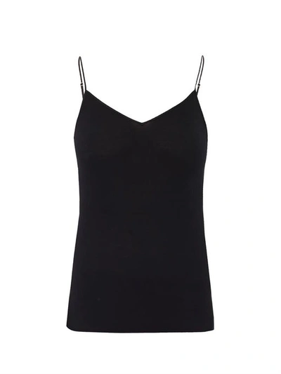 Hanro Seamless Cotton V-neck Camisole In Black