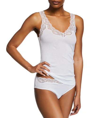 Hanro Delight Lace-trim Tank Top In White