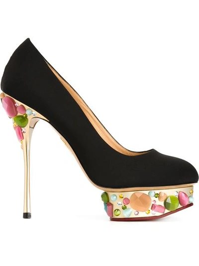 Charlotte Olympia Dolly On-the-rocks Silk Platform Pumps In Black ...
