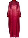 Ashish High Neck Sequin Kaftan Gown In Pink