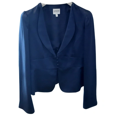 Pre-owned Armani Collezioni Wool Short Vest In Blue