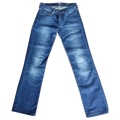 Pre-owned 7 For All Mankind Blue Cotton - Elasthane Jeans